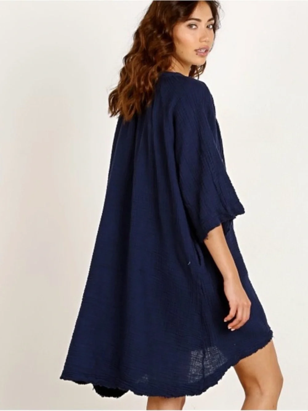 9seed Joshua Tree Caftan Pacific Blue‎ Gauze Dress P/S